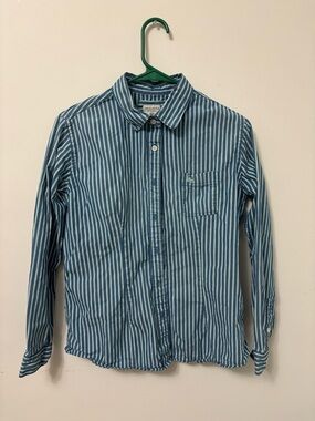 Panhandle Women’s Striped Blue Long-Sleeve Button-Up Shirt